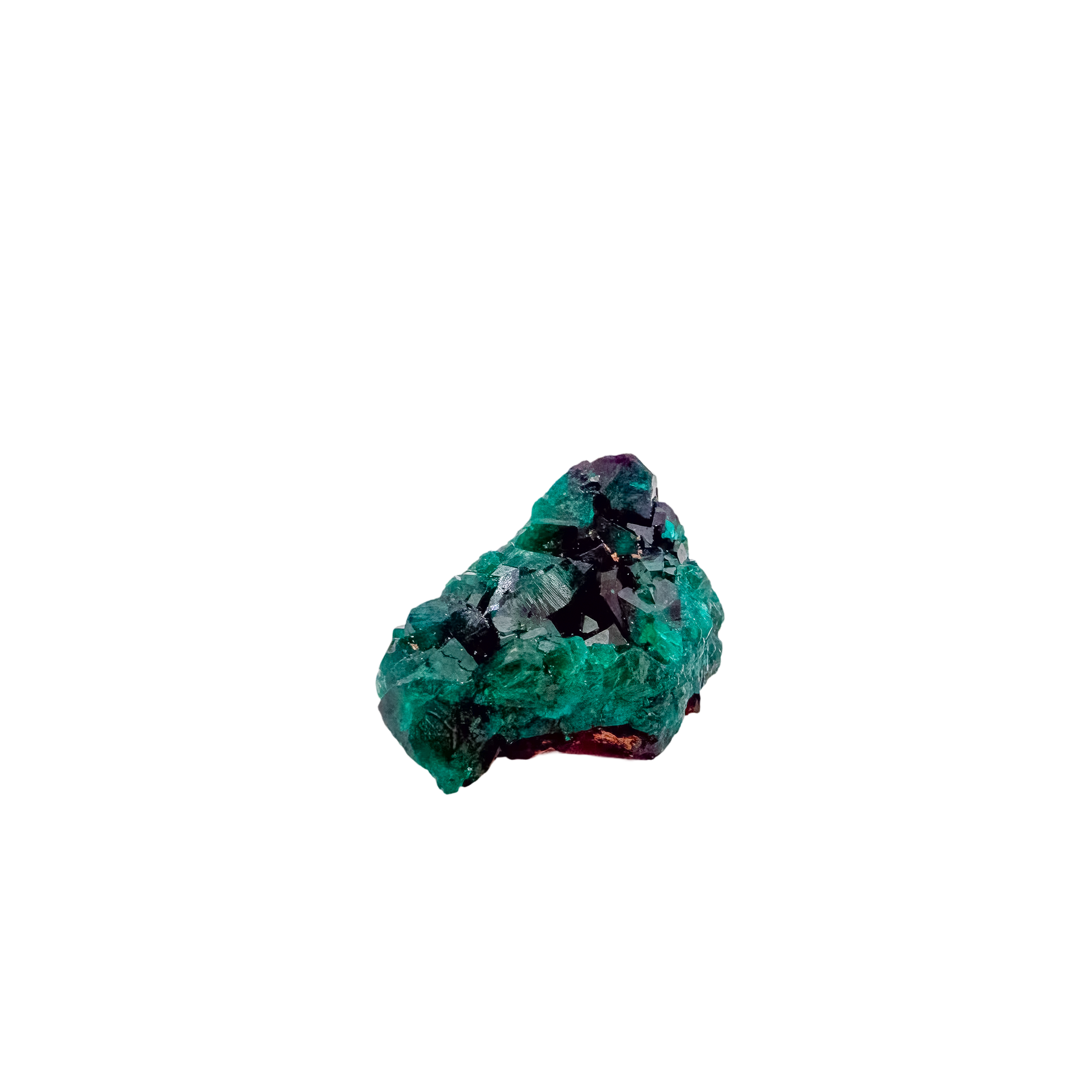 Edge-on view of the small square matrix, 0.78 inches of Congolese dioptase
