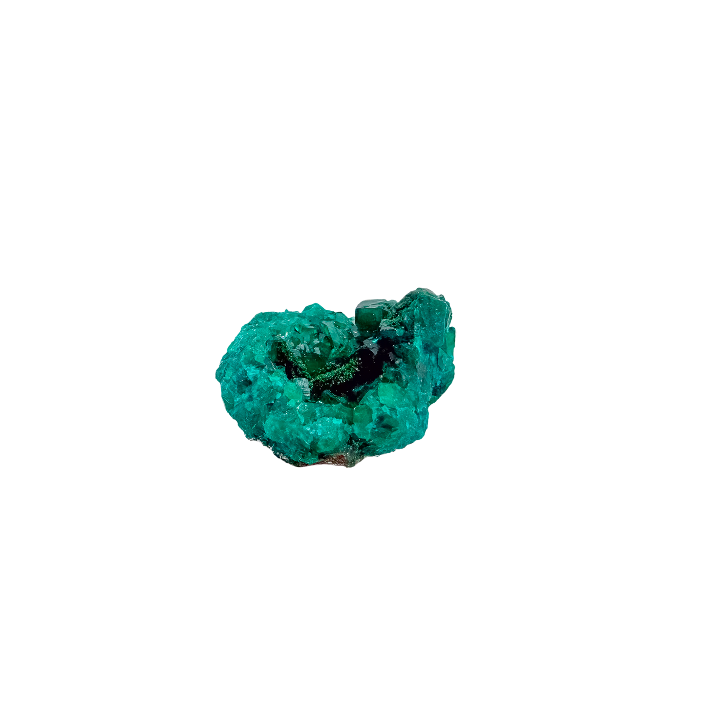 Second face of the dense little block, 8.1 g of dioptase wrapping the matrix