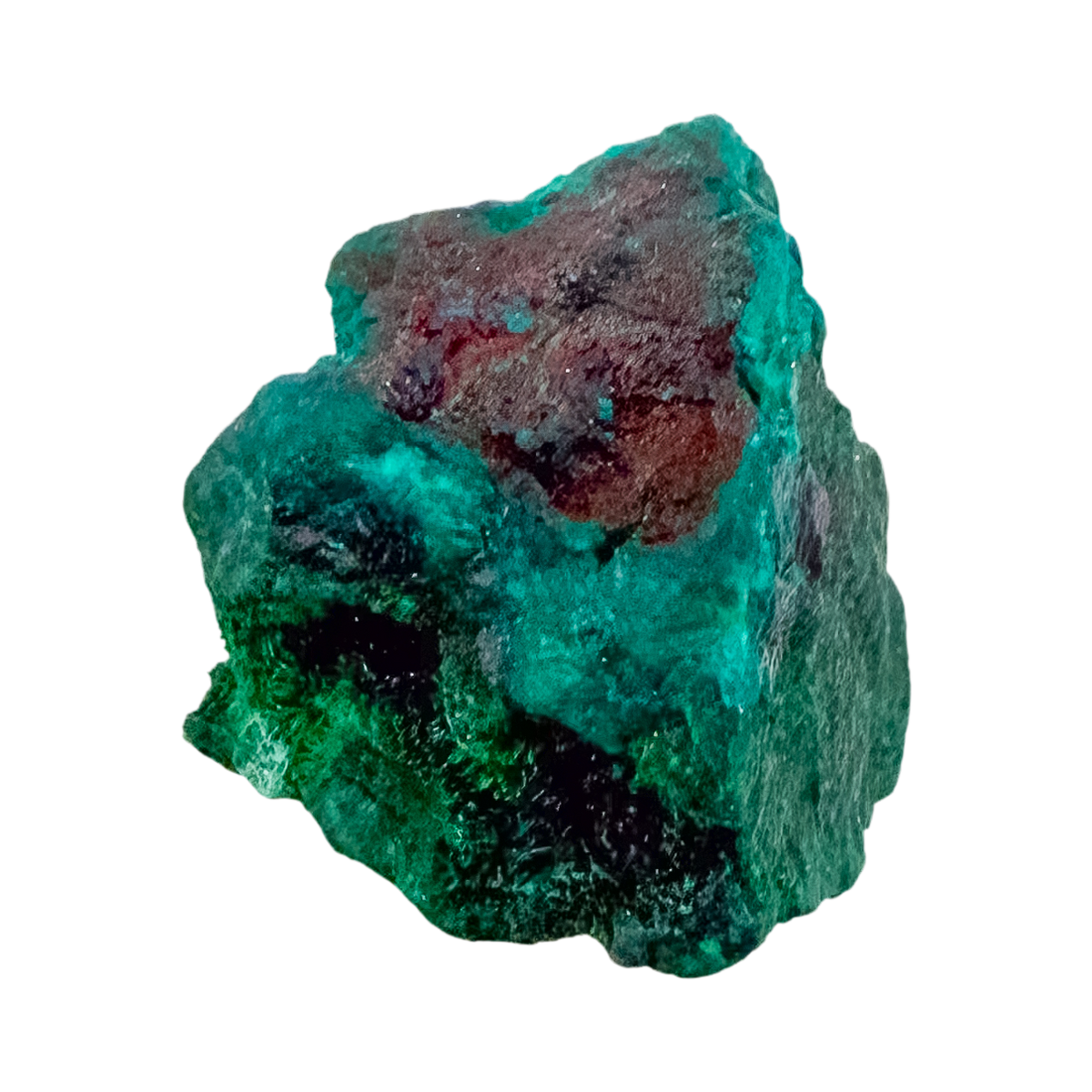 Macro of emerald-green faces across the narrow green blade, 1.03 inches