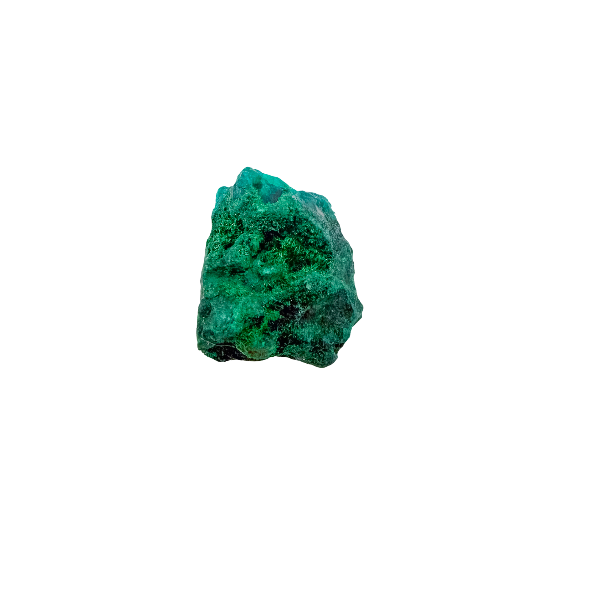 Raw Congolese dioptase, 8.6 g, copper-green crystal over host rock, the narrow green blade