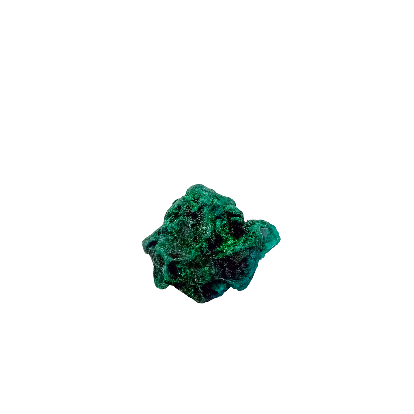 Side elevation of the narrow green blade, matrix beneath a 8.6 g crystal layer