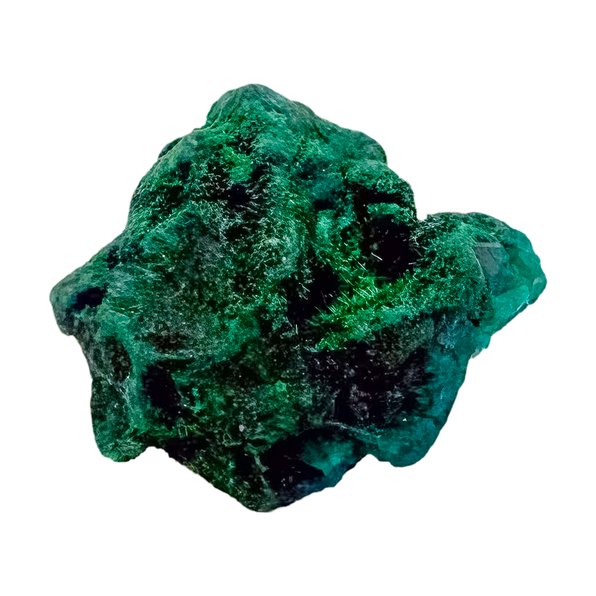 Side elevation of the narrow green blade, matrix beneath a 8.6 g crystal layer