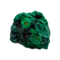 Angled view of the narrow green blade, copper-green over oxidized ore, 8.6 g