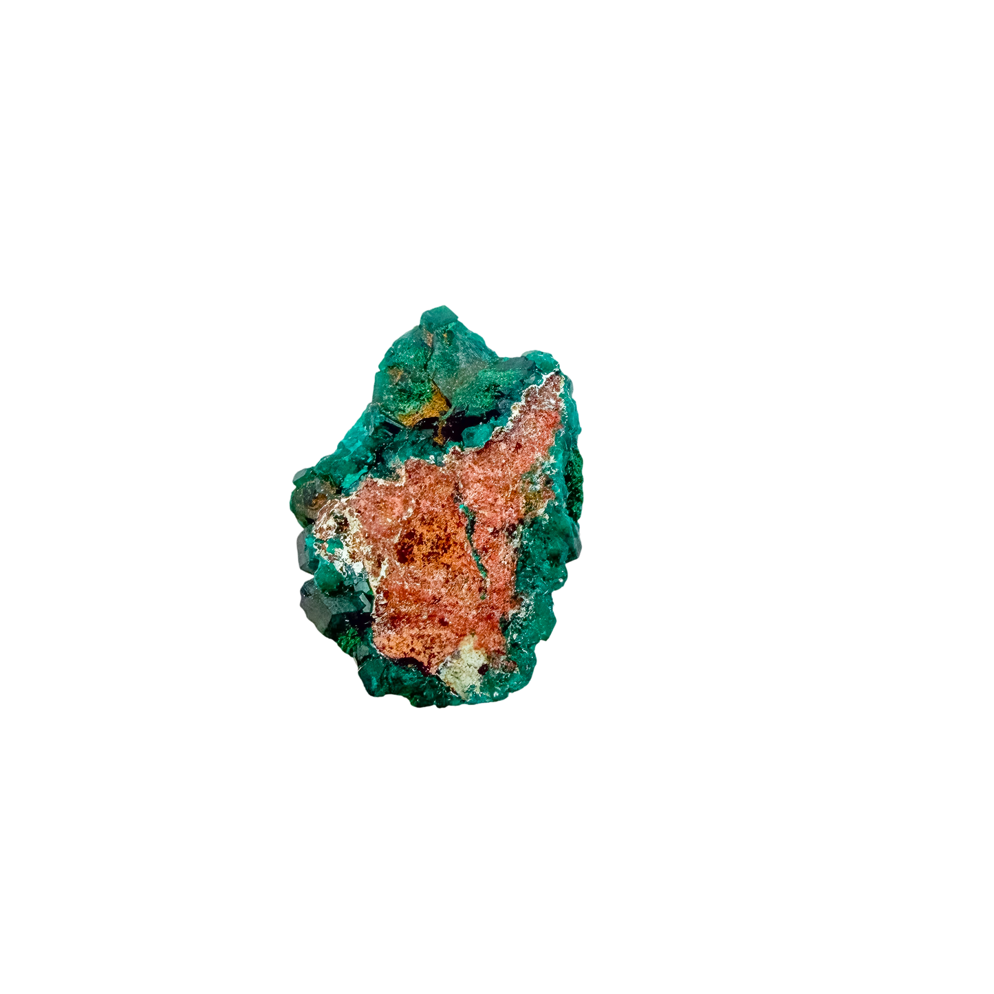 Crystal detail on the round thumbnail, the green once mistaken for emerald, 7.8 g