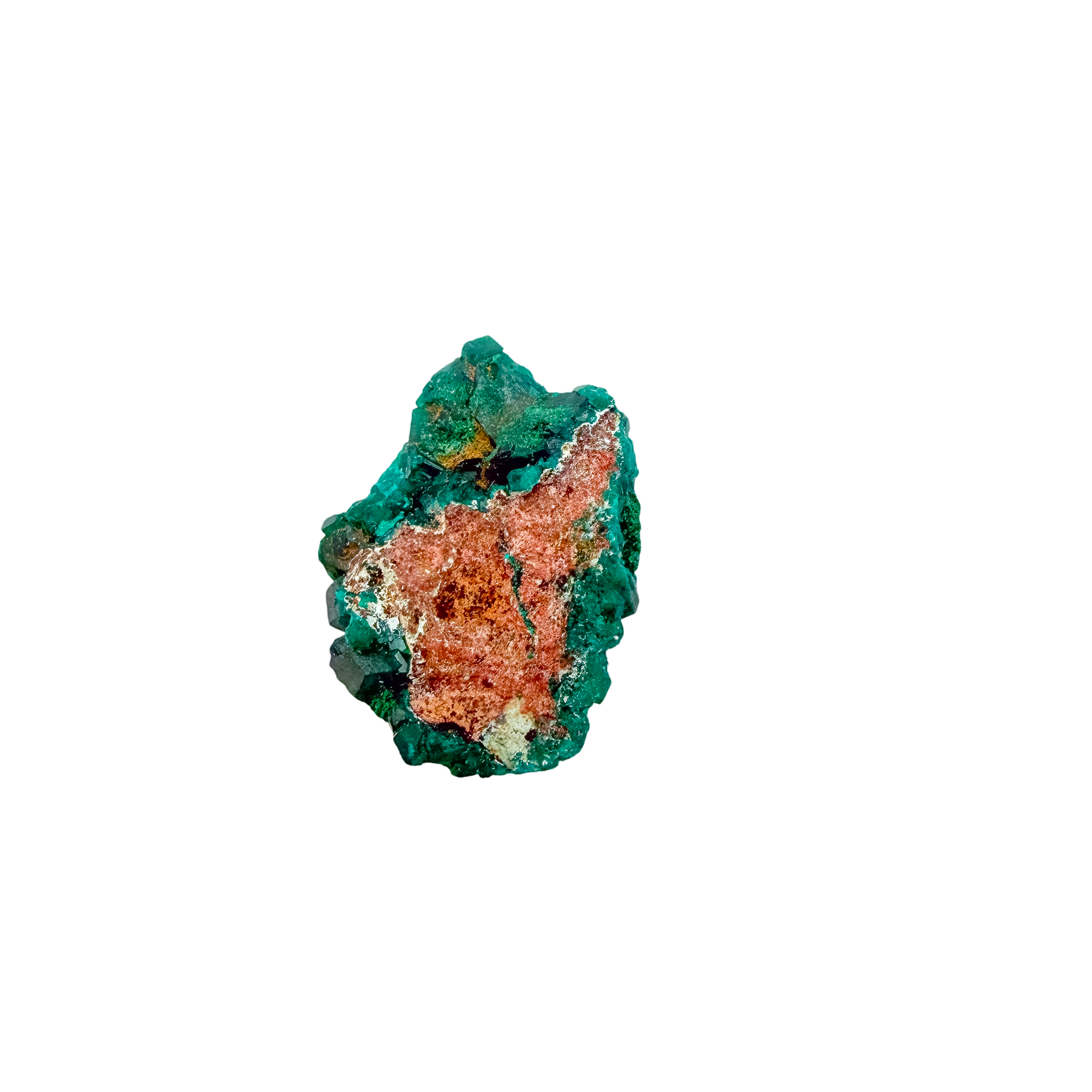 Crystal detail on the round thumbnail, the green once mistaken for emerald, 7.8 g
