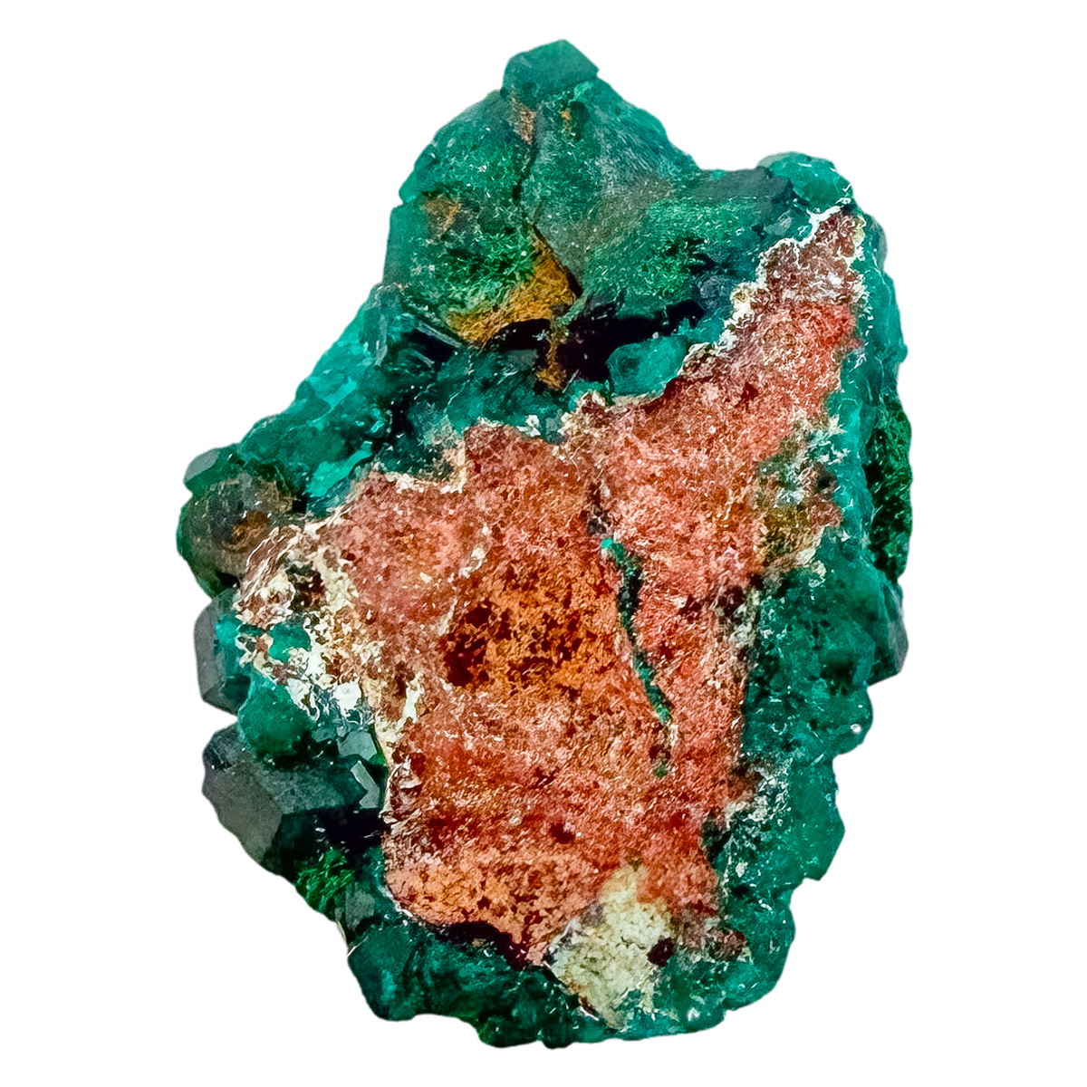 Crystal detail on the round thumbnail, the green once mistaken for emerald, 7.8 g
