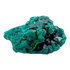 Edge-on view of the round thumbnail, 0.81 inches of Congolese dioptase