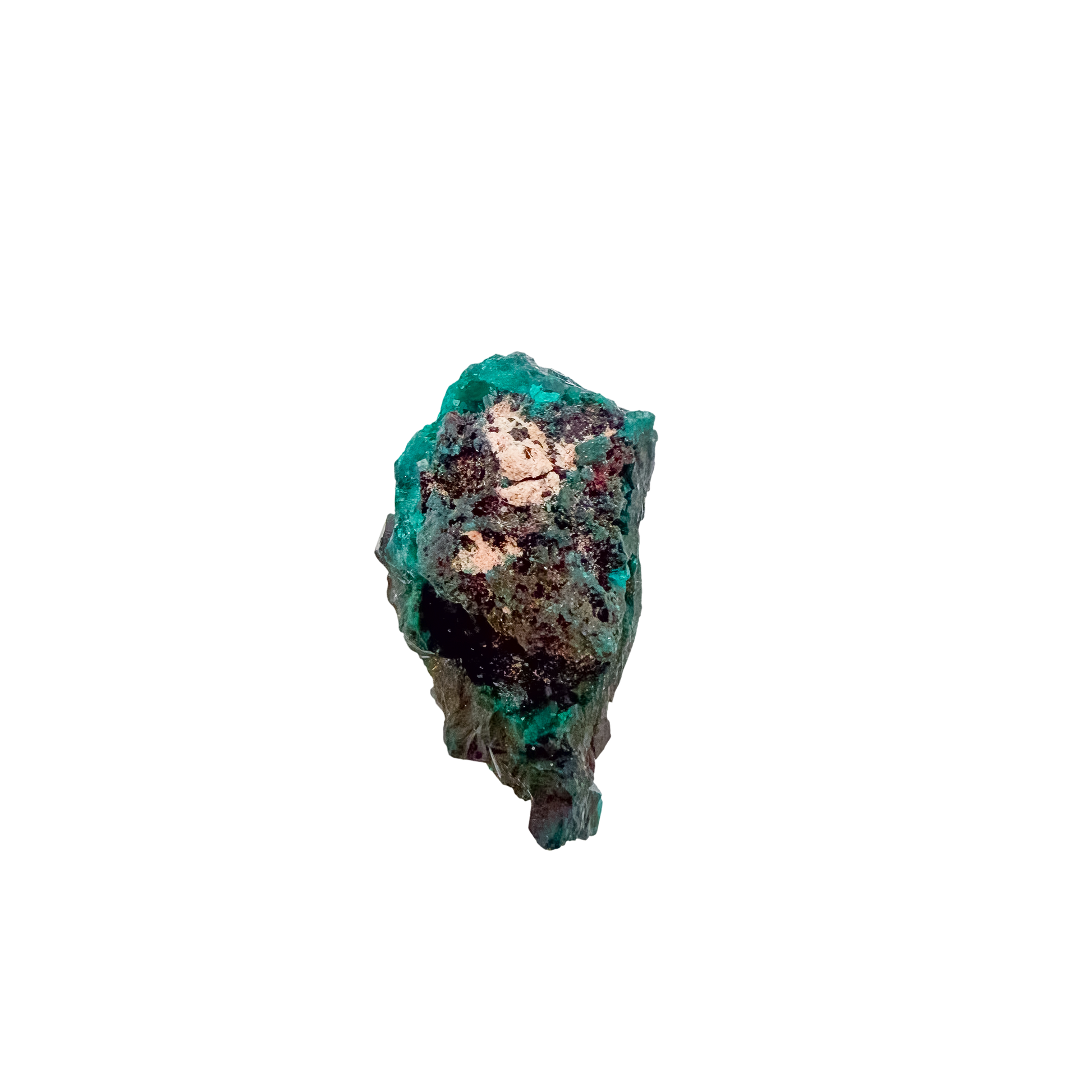 Second face of the tiny cube, 6.7 g of dioptase wrapping the matrix