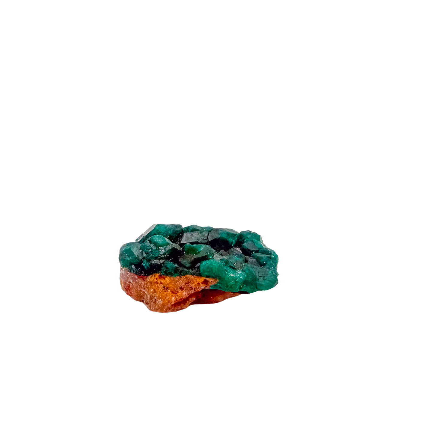 Angled view of the delicate sliver, copper-green over oxidized ore, 5.6 g