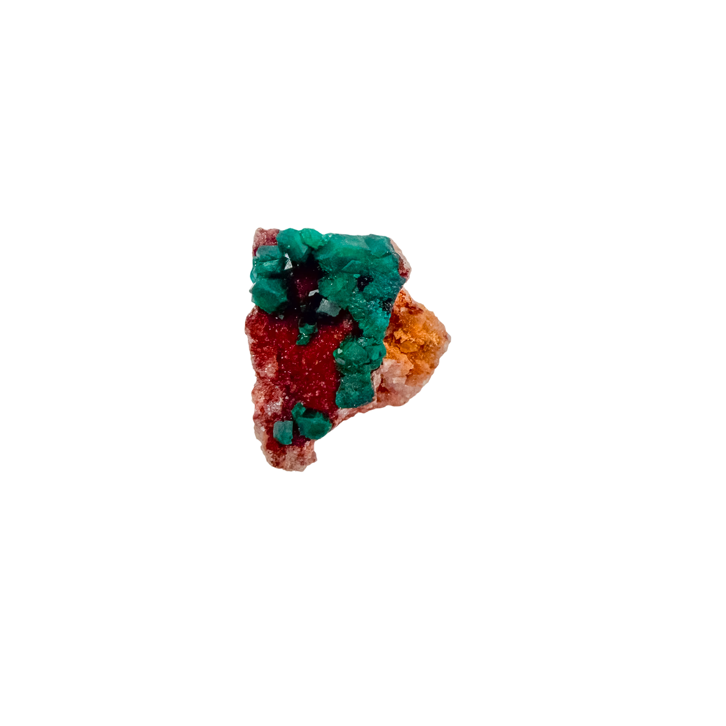 Collector dioptase thumbnail 0.82 by 0.68 inches, the neat thumbnail, Republic of the Congo