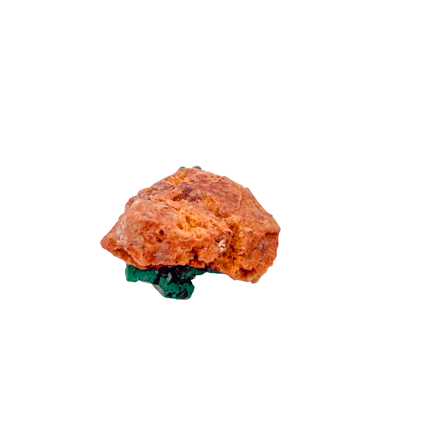Raw dioptase crystal specimen from the Republic of the Congo, deep emerald-green druzy on matrix, specimen 10, view 3