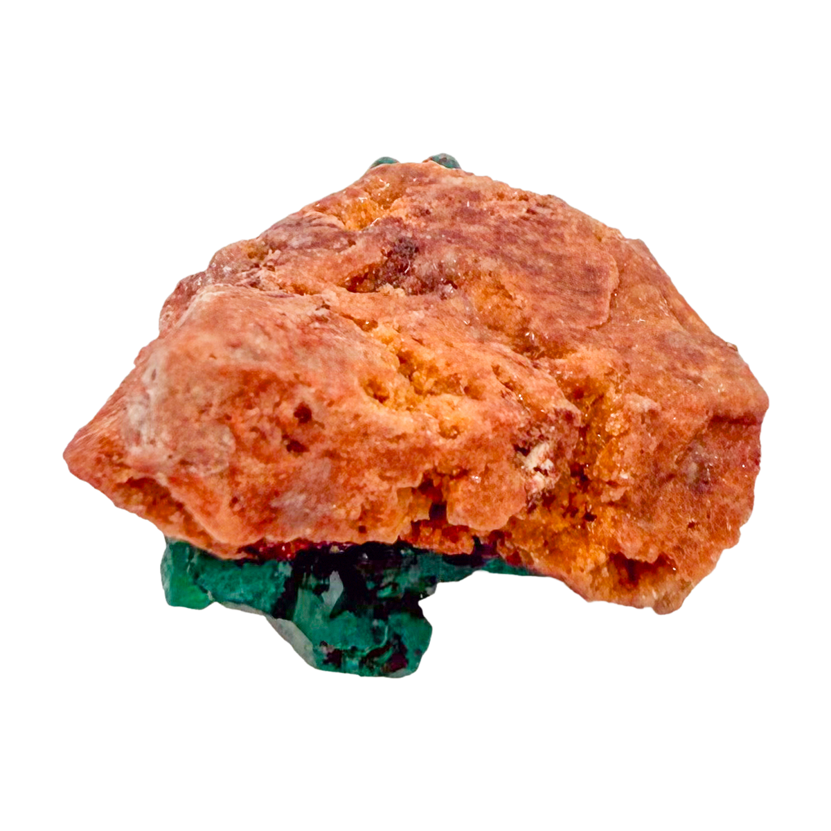 Raw dioptase crystal specimen from the Republic of the Congo, deep emerald-green druzy on matrix, specimen 10, view 3