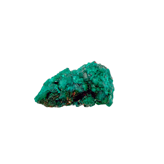 Raw dioptase crystal specimen from the Republic of the Congo, deep emerald-green druzy on matrix, specimen 11, view 3