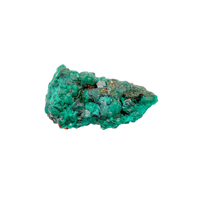Raw dioptase crystal specimen from the Republic of the Congo, deep emerald-green druzy on matrix, specimen 11, view 4