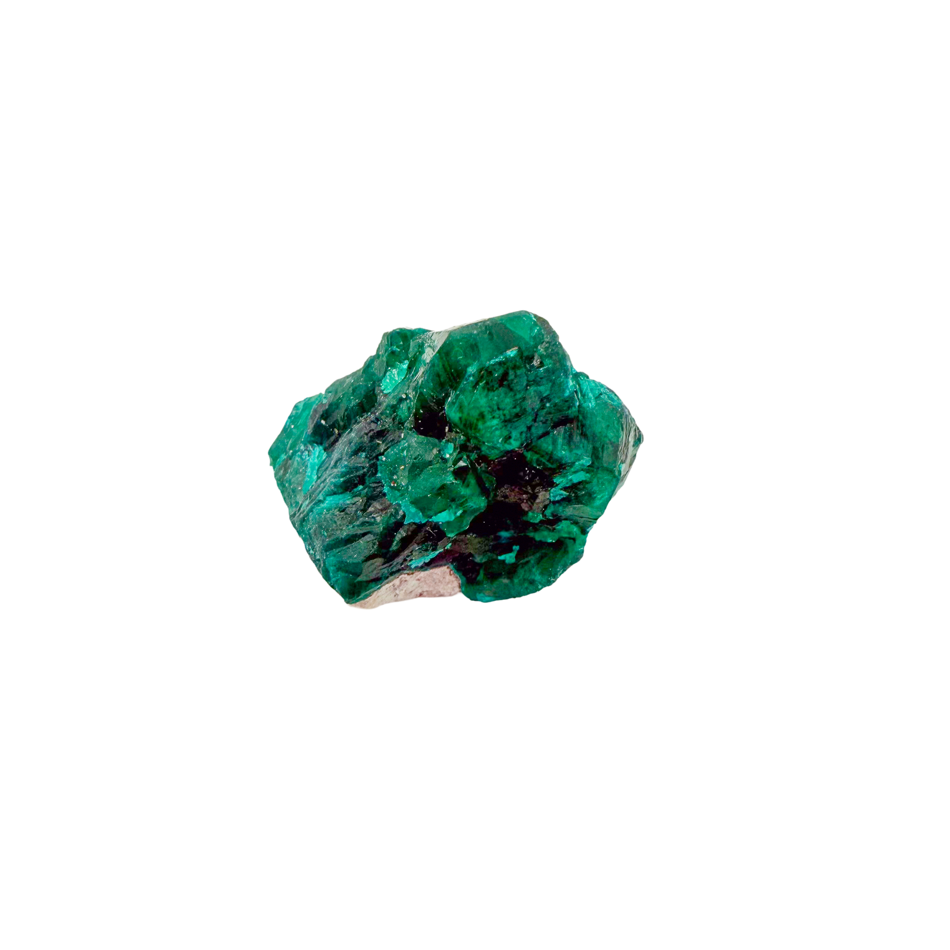 Raw dioptase crystal specimen from the Republic of the Congo, deep emerald-green druzy on matrix, specimen 12, view 4