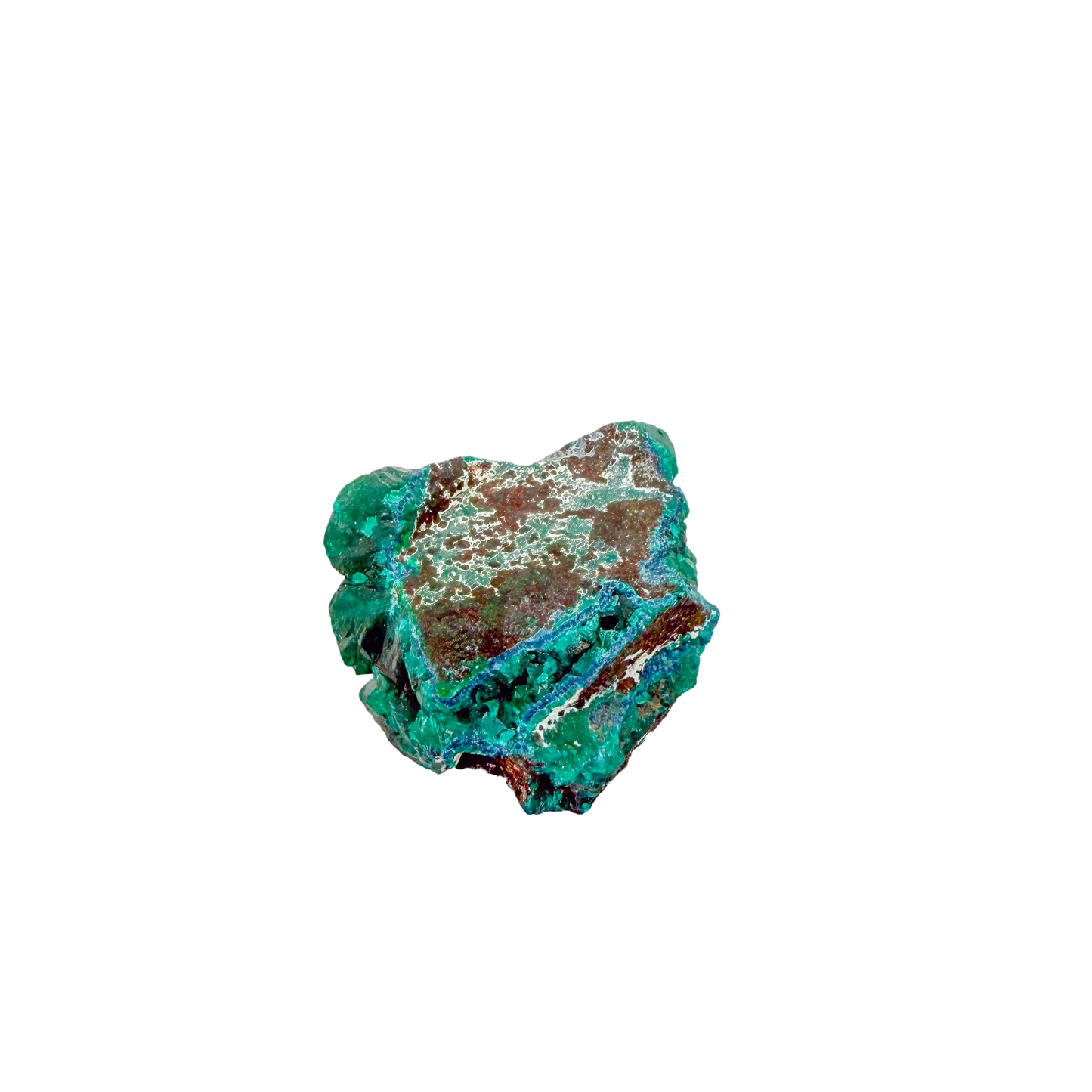 Raw dioptase crystal specimen from the Republic of the Congo, deep emerald-green druzy on matrix, specimen 15, view 5