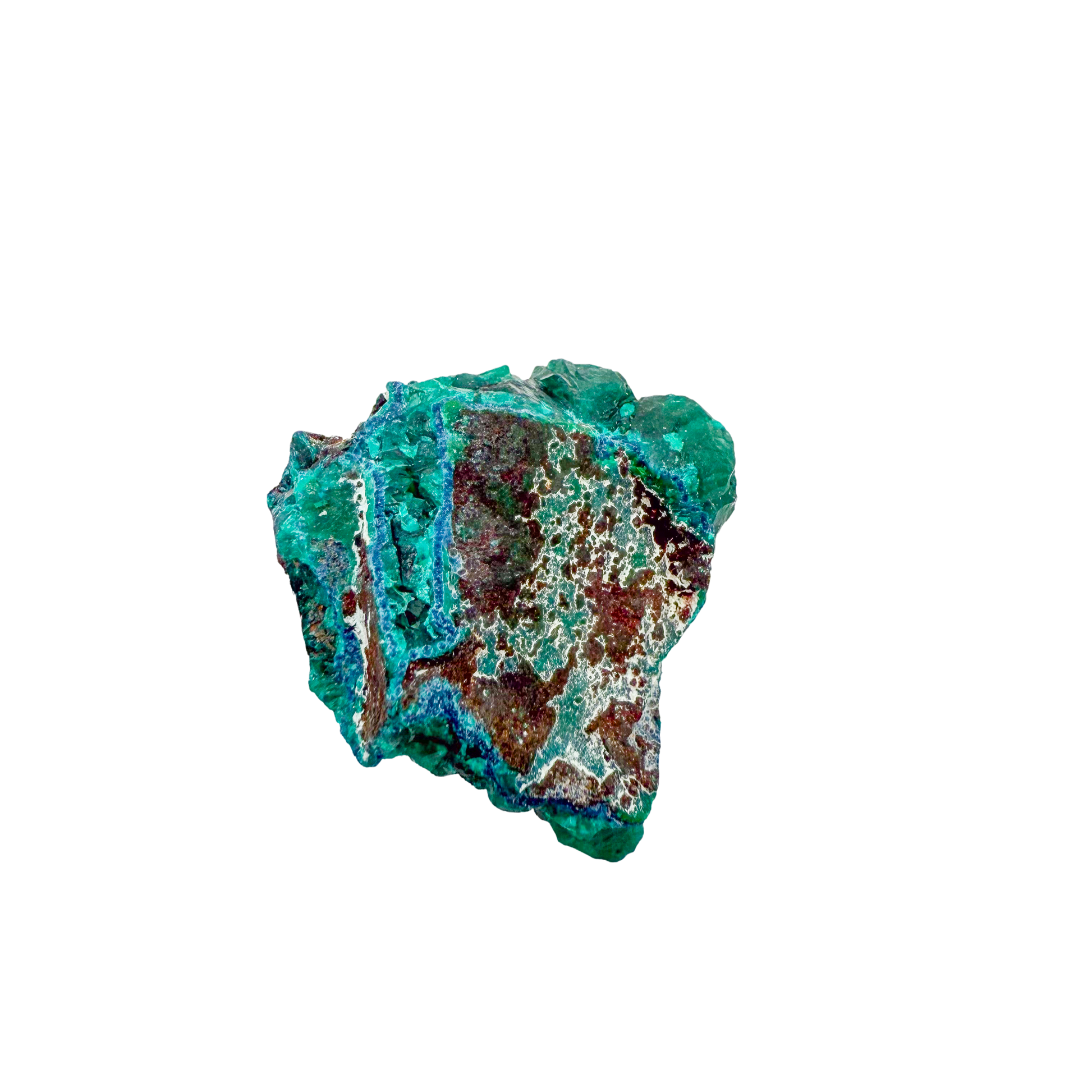 Raw dioptase crystal specimen from the Republic of the Congo, deep emerald-green druzy on matrix, specimen 15, view 6