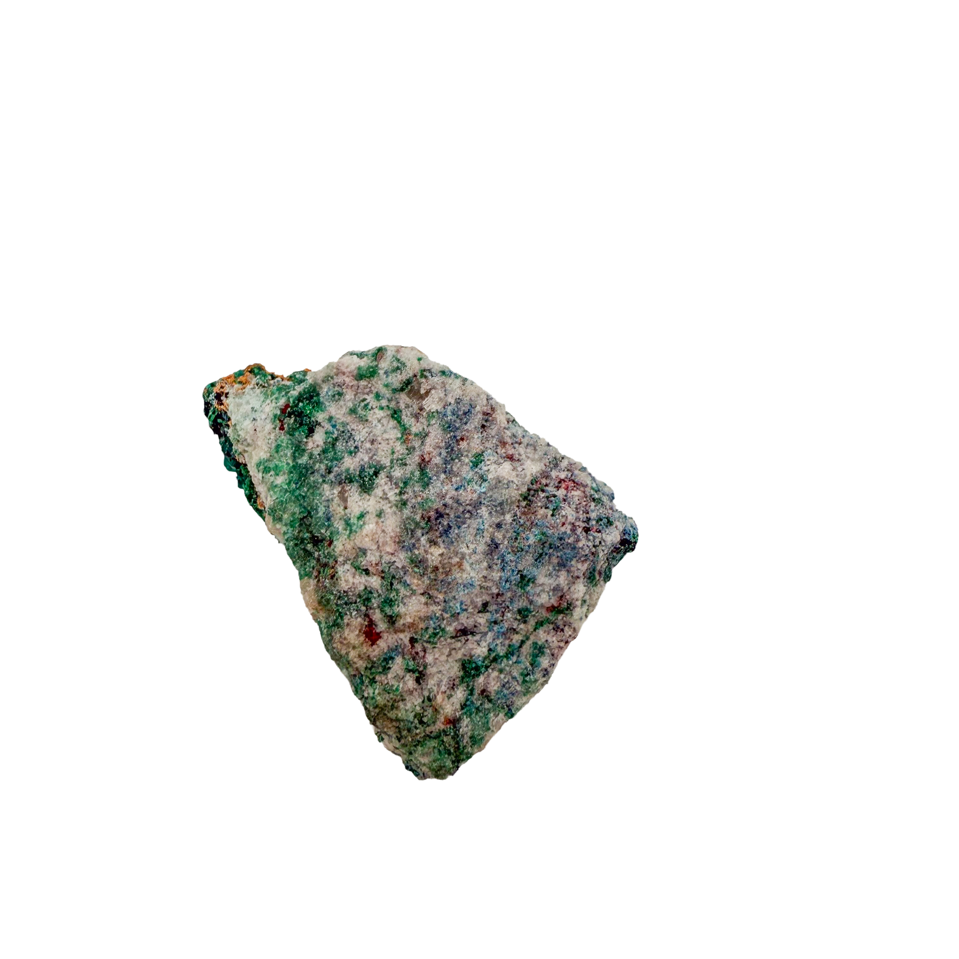 Raw dioptase crystal specimen from the Republic of the Congo, deep emerald-green druzy on matrix, specimen 16, view 4