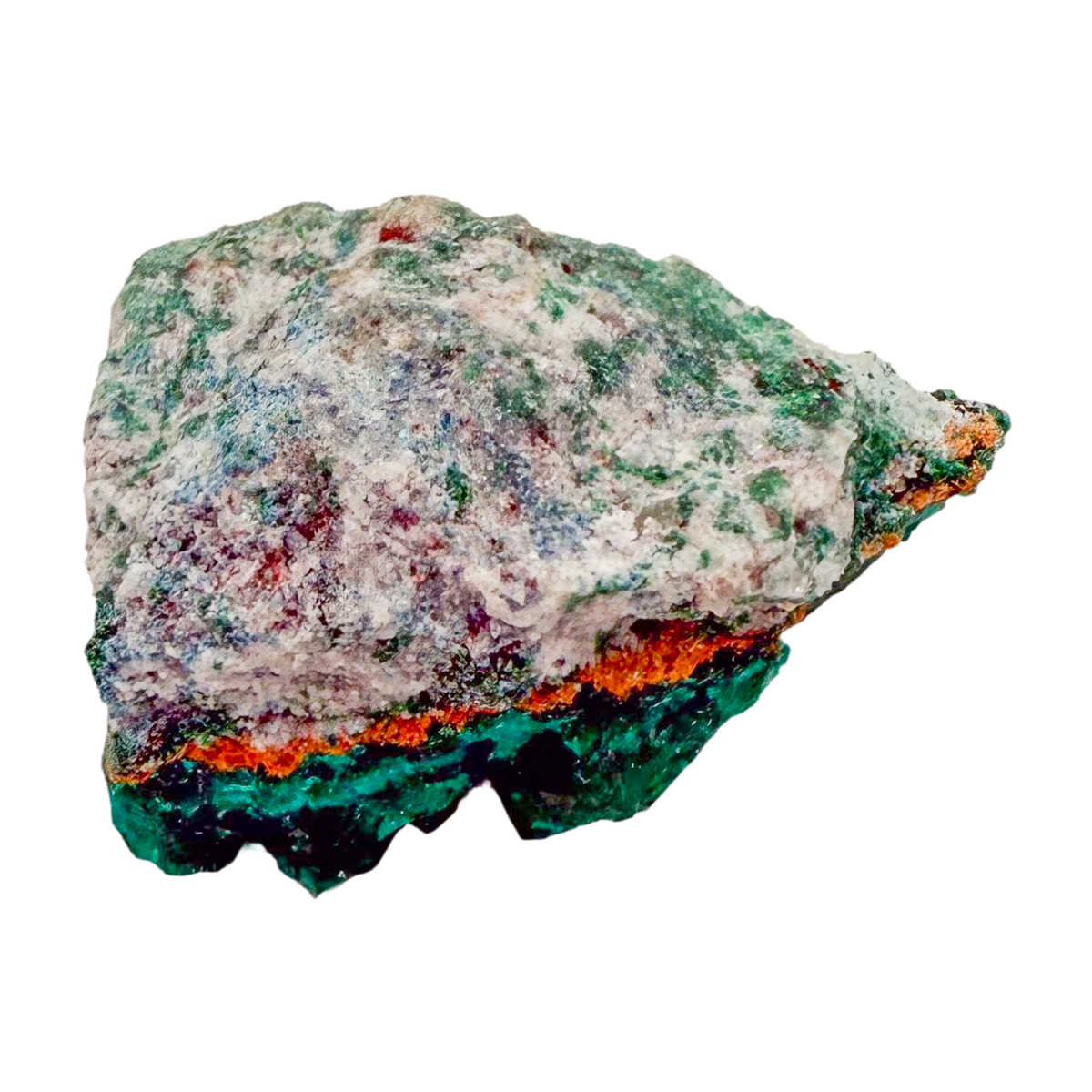 Raw dioptase crystal specimen from the Republic of the Congo, deep emerald-green druzy on matrix, specimen 16, view 5