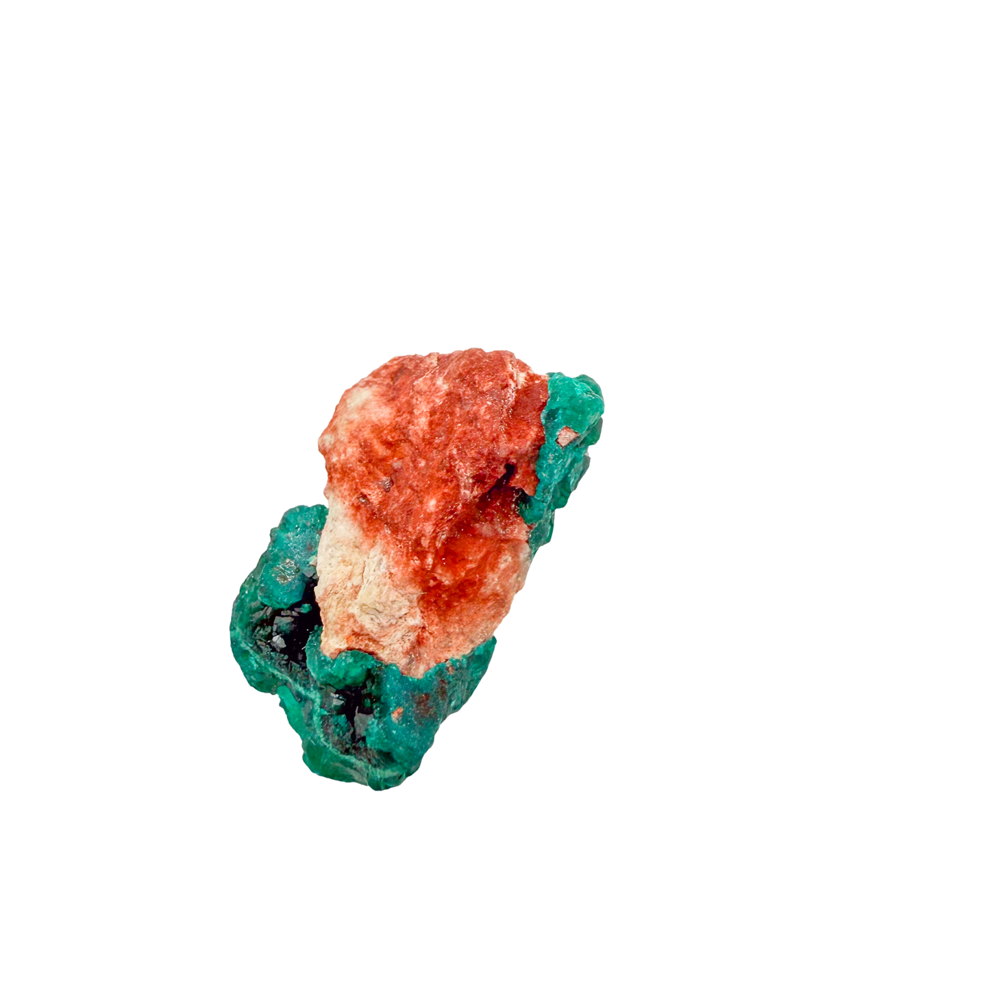 Raw dioptase crystal specimen from the Republic of the Congo, deep emerald-green druzy on matrix, specimen 19, view 5
