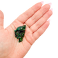 Dioptase crystal specimen from the Republic of the Congo held in hand for scale, deep emerald-green druzy, specimen 5