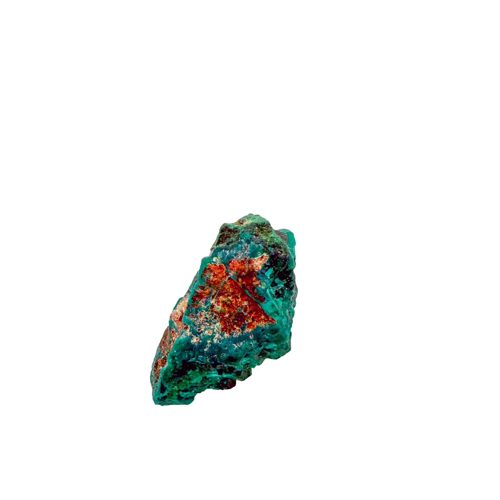 Raw dioptase crystal specimen from the Republic of the Congo, deep emerald-green druzy on matrix, specimen 6, view 5