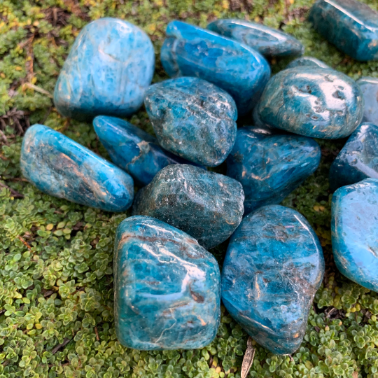 Full profile of Grade AA Apatite tumbled stone ready to ship from Beyond Bohemian