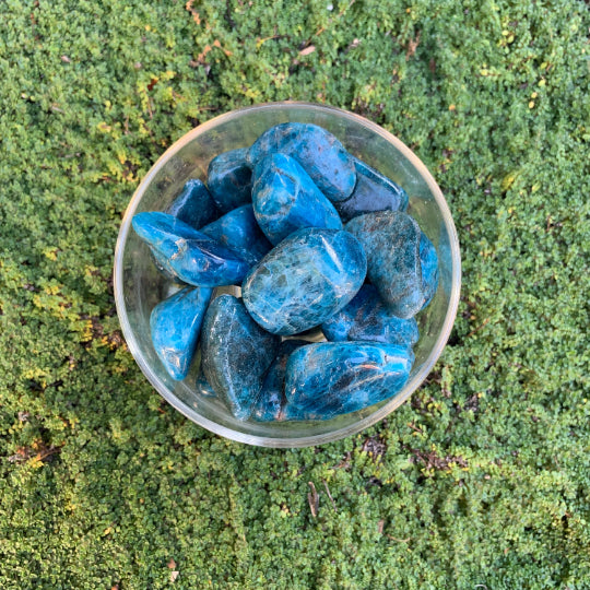 Back view of Grade AA Apatite tumbled stone showing natural surface