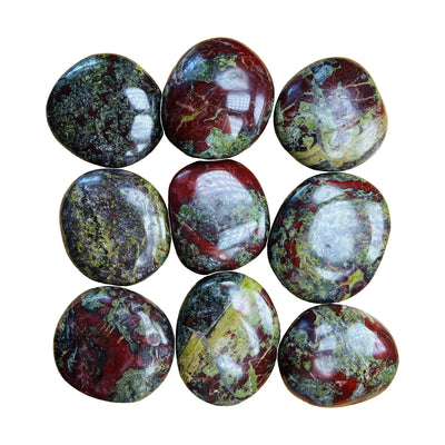 Dragon Bloodstone Palm Stones for Confidence, Energy & Grounding — green smooth polished, AA South Africa-sourced