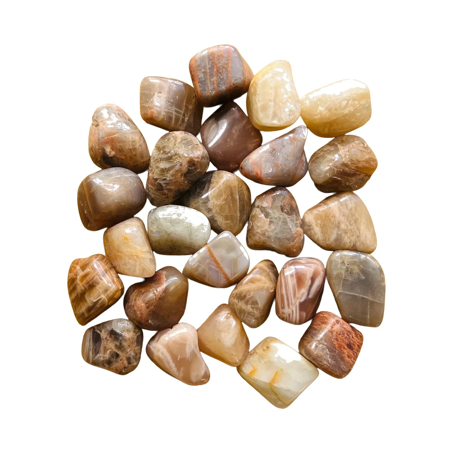 Earth Moonstone Tumbled Stones for Emotional Healing, Grounding & Intuition — brown polished, AA grade from Brazil