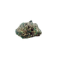 Raw emerald specimen, angled view of green beryl and silvery mica schist