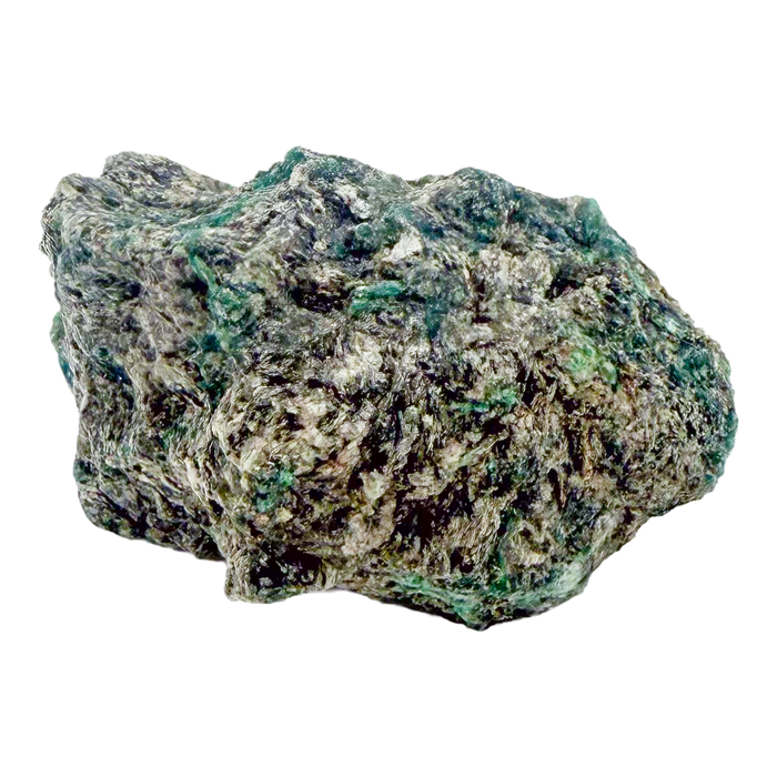 Raw emerald specimen in mica-schist matrix from Zimbabwe, AA grade, green beryl crystal in silvery host rock