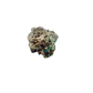 Raw emerald specimen, angled view of green beryl and silvery mica schist