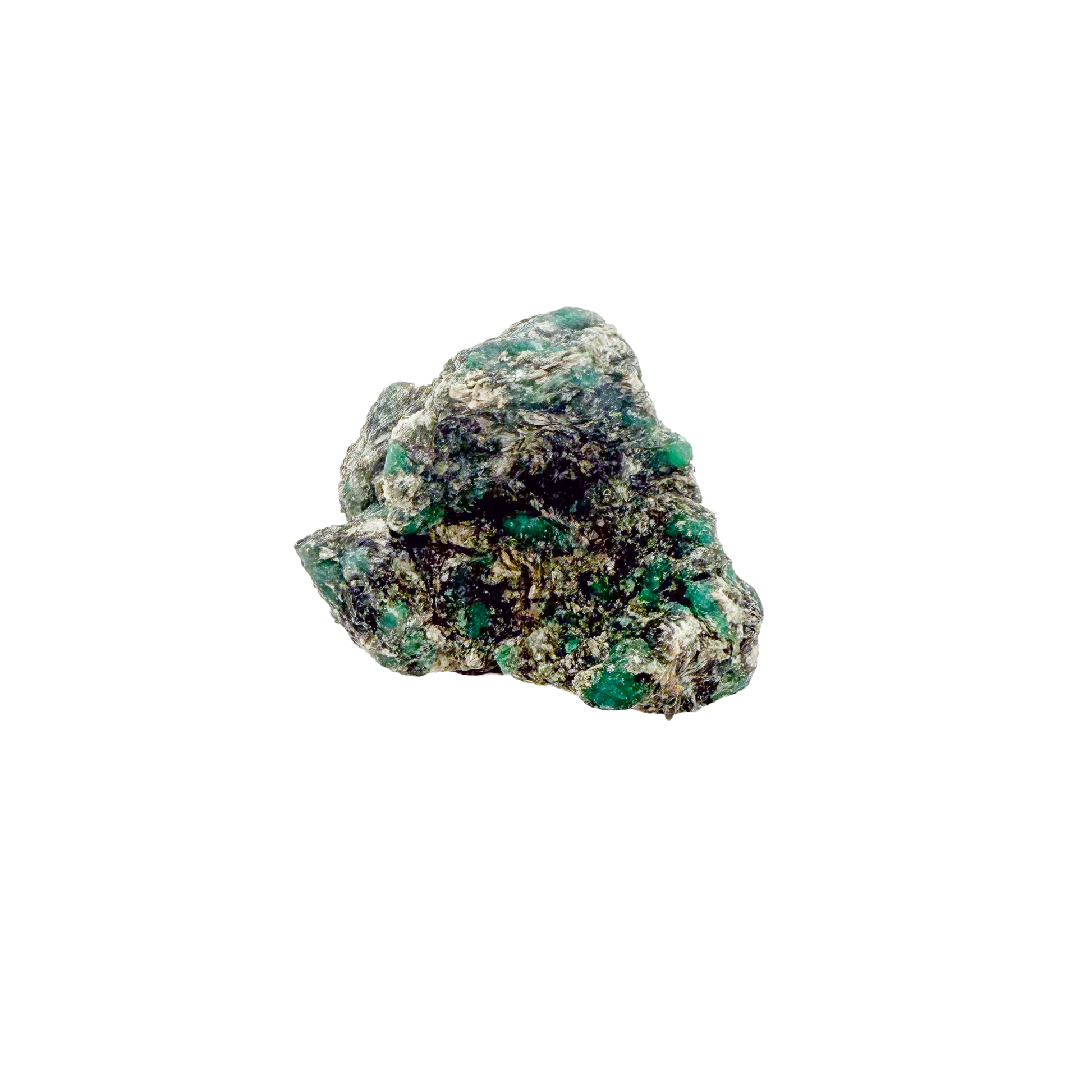 Raw emerald specimen in mica-schist matrix from Zimbabwe, AA grade, green beryl crystal cluster