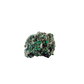 Raw emerald specimen, angled view of green beryl and silvery mica schist