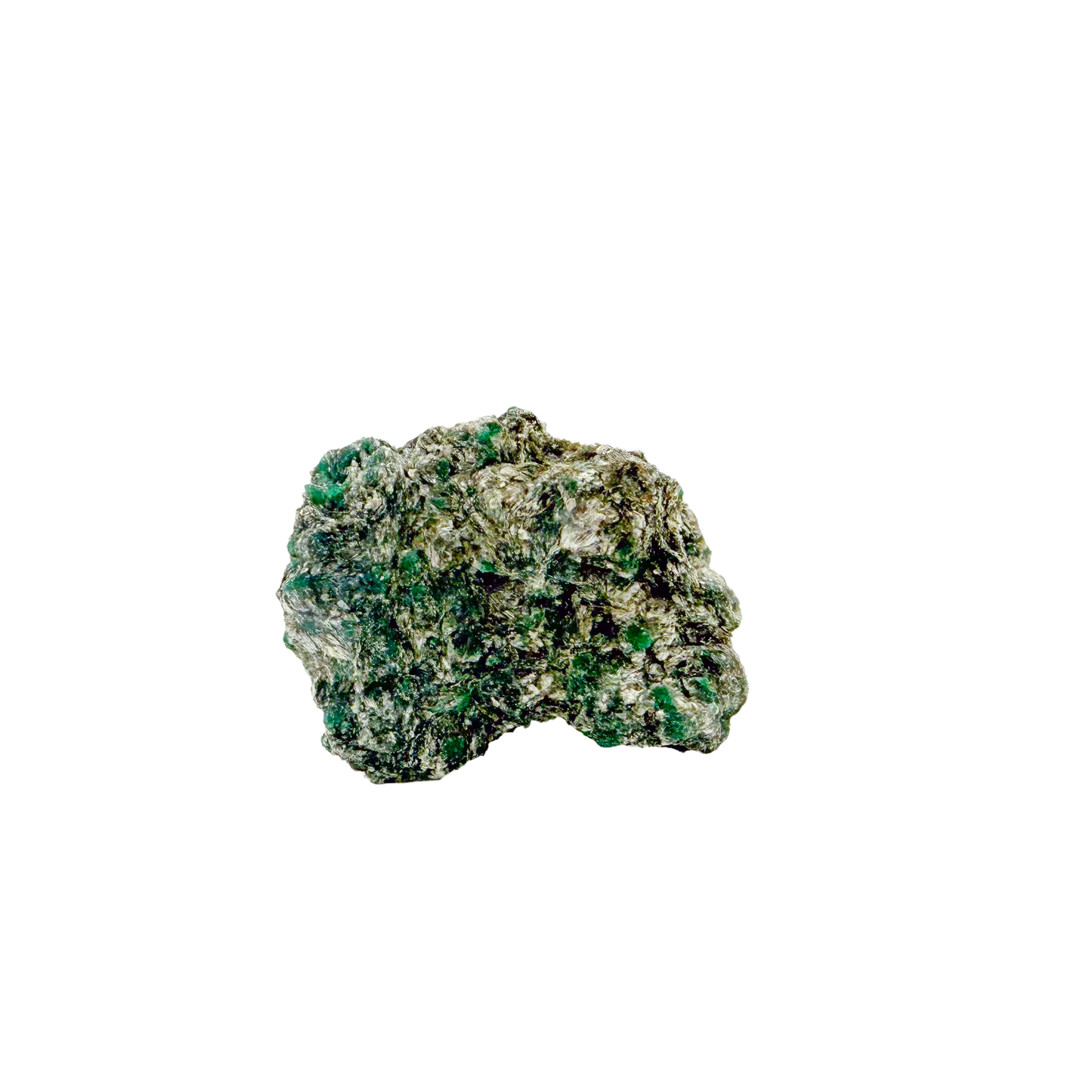 Raw emerald in matrix, detail of green crystal seams
