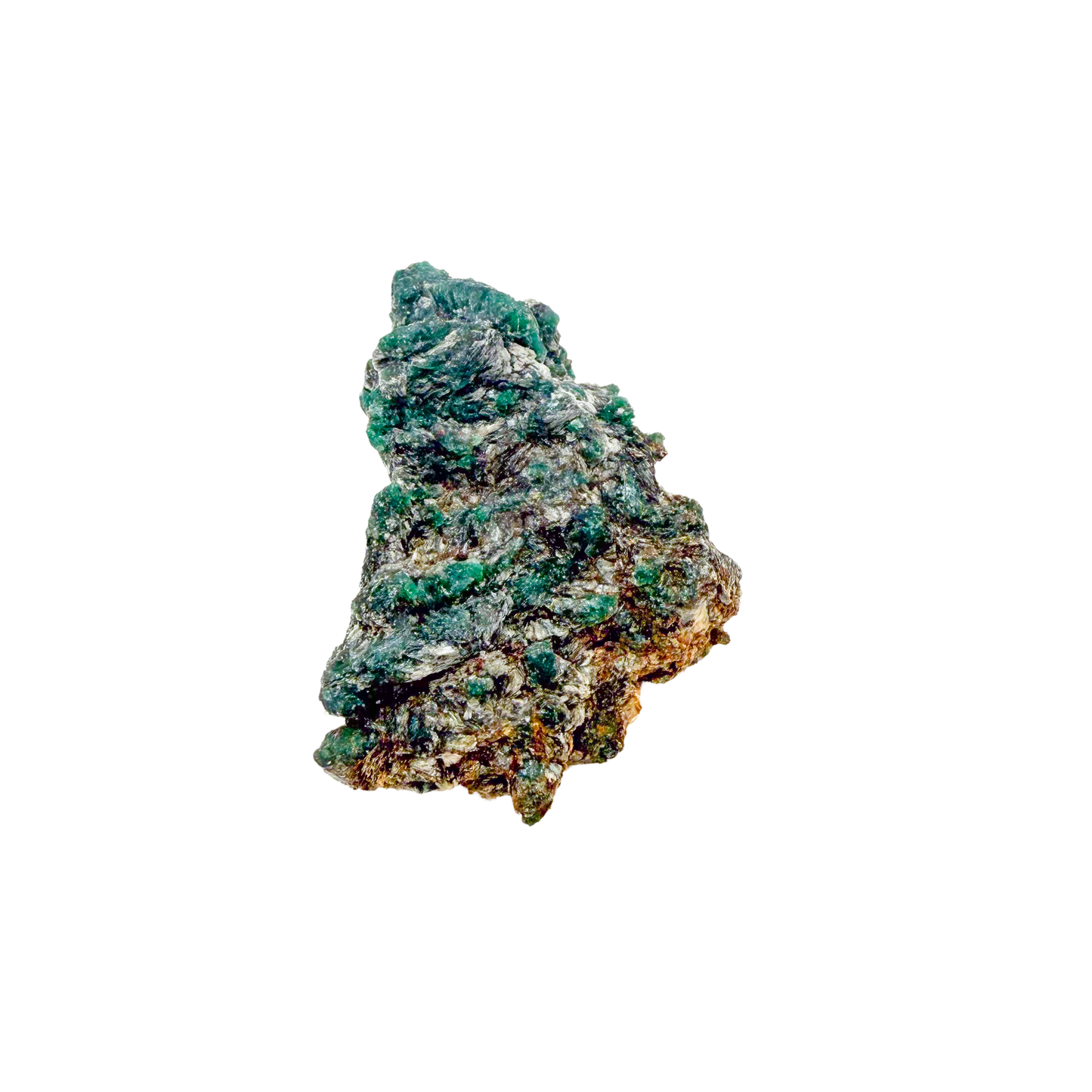 Raw emerald in matrix, vivid green crystal seam