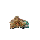 Raw emerald specimen, angled view of green beryl and silvery mica schist