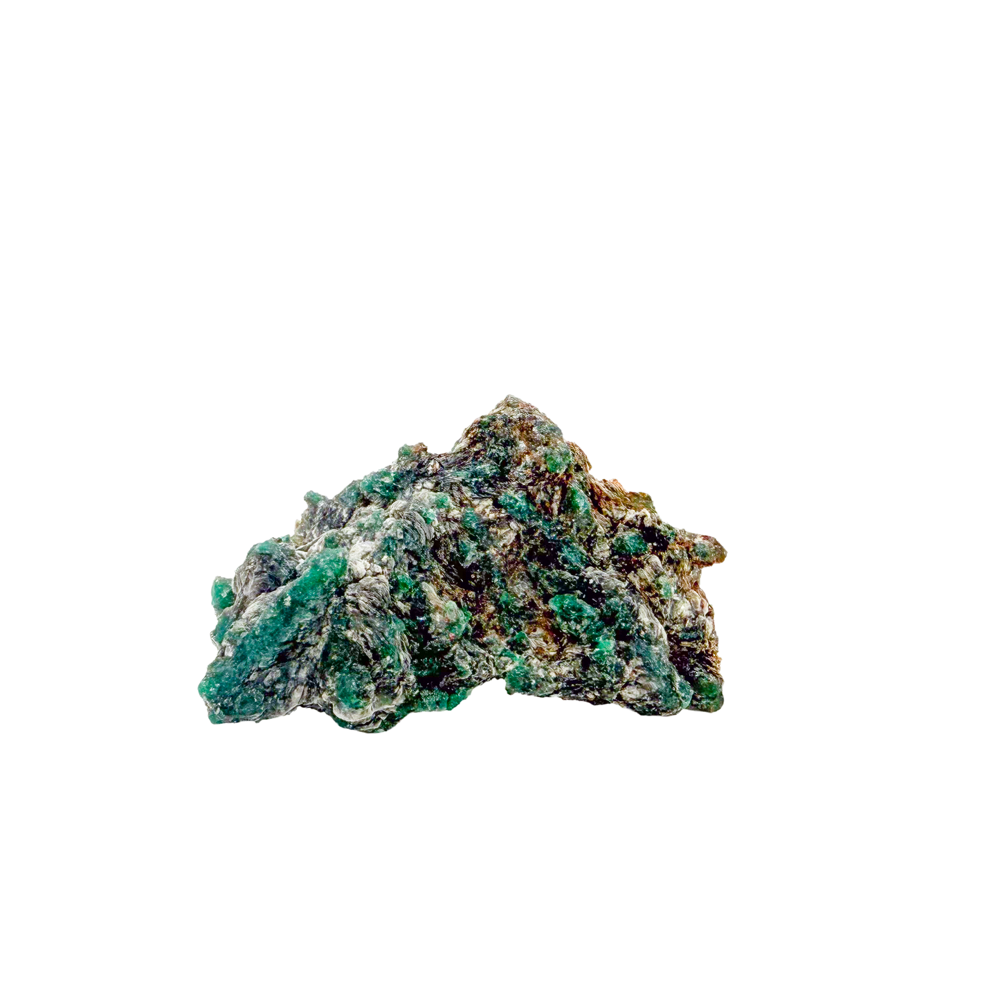 Raw emerald in matrix, detail of green crystal pockets