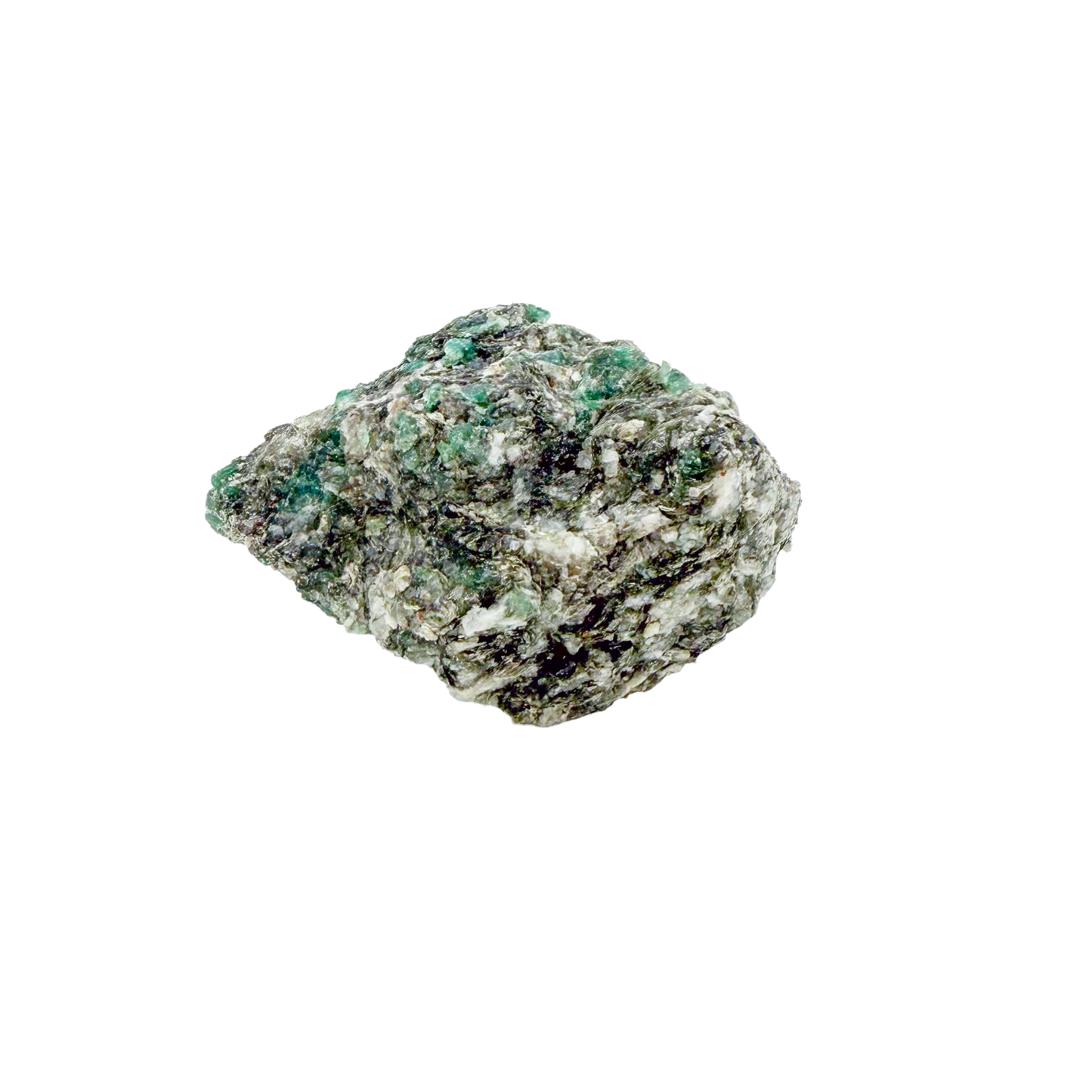Raw emerald specimen in mica-schist matrix from Zimbabwe, AA grade, green beryl crystals on top