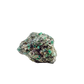 Raw emerald specimen, angled view of green beryl and silvery mica schist