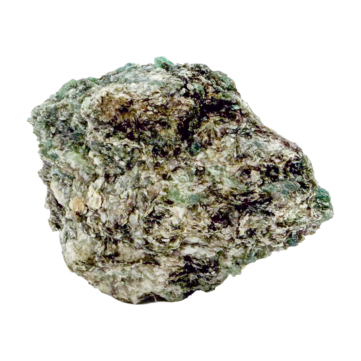 Raw emerald in matrix, detail of green crystal seams