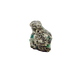 Raw emerald specimen, angled view of green beryl and silvery mica schist