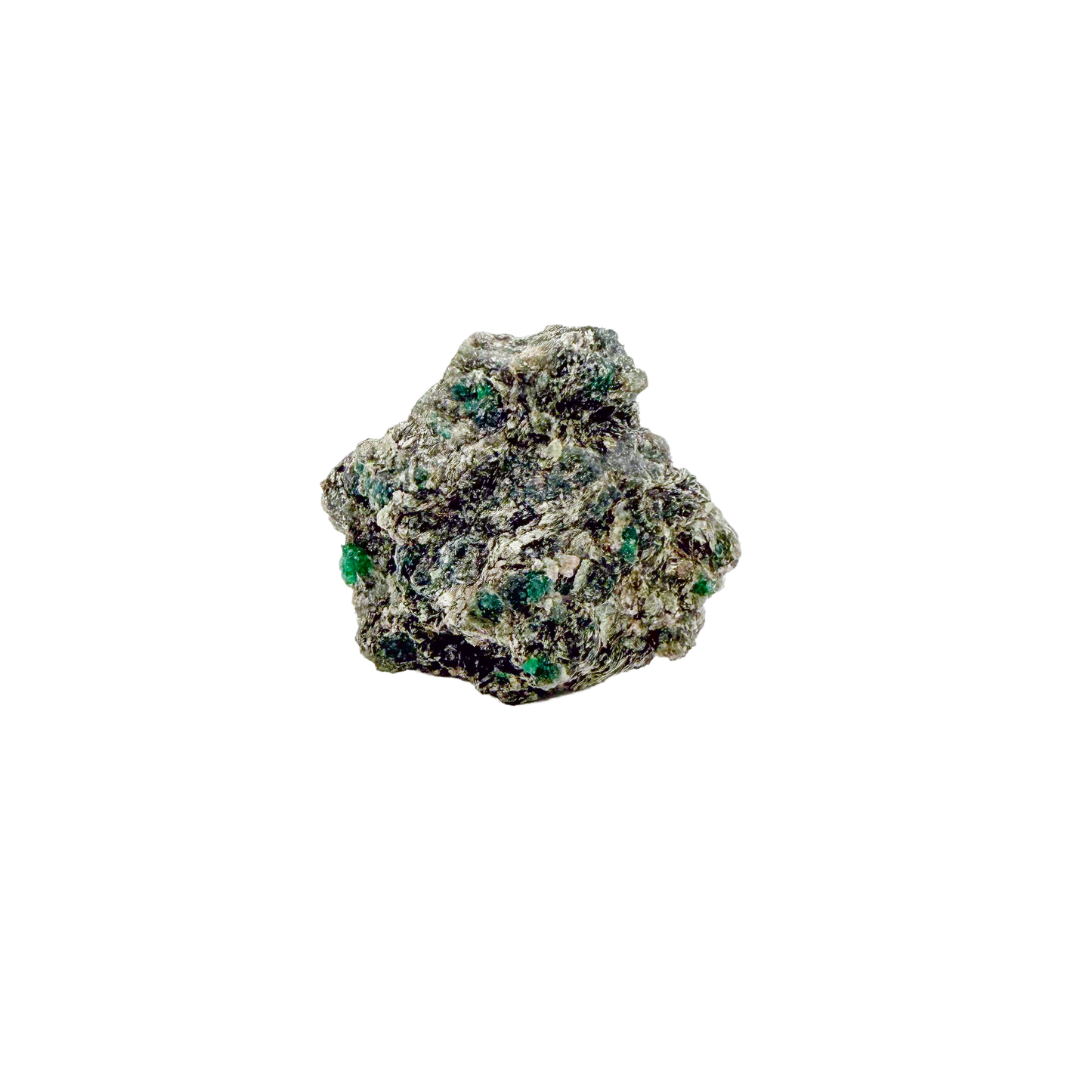 Raw emerald in matrix, detail of green crystal seams