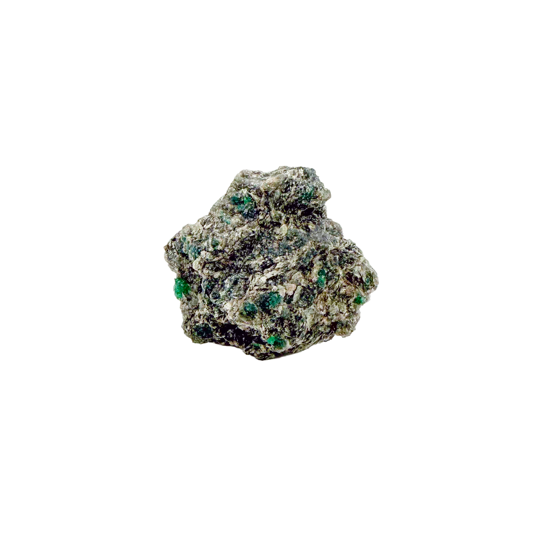 Raw emerald in matrix, detail of green crystal seams