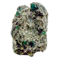 Raw emerald in matrix, side view showing green crystal pockets