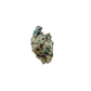 Raw emerald specimen, angled view of green beryl and silvery mica schist