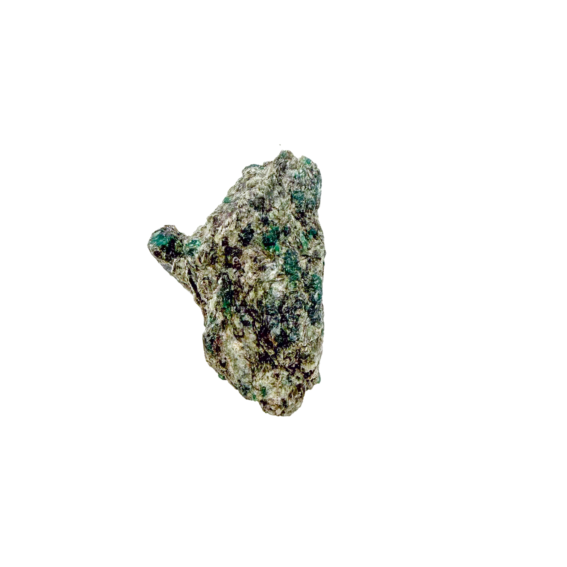 Raw emerald in matrix, detail of green crystal seams