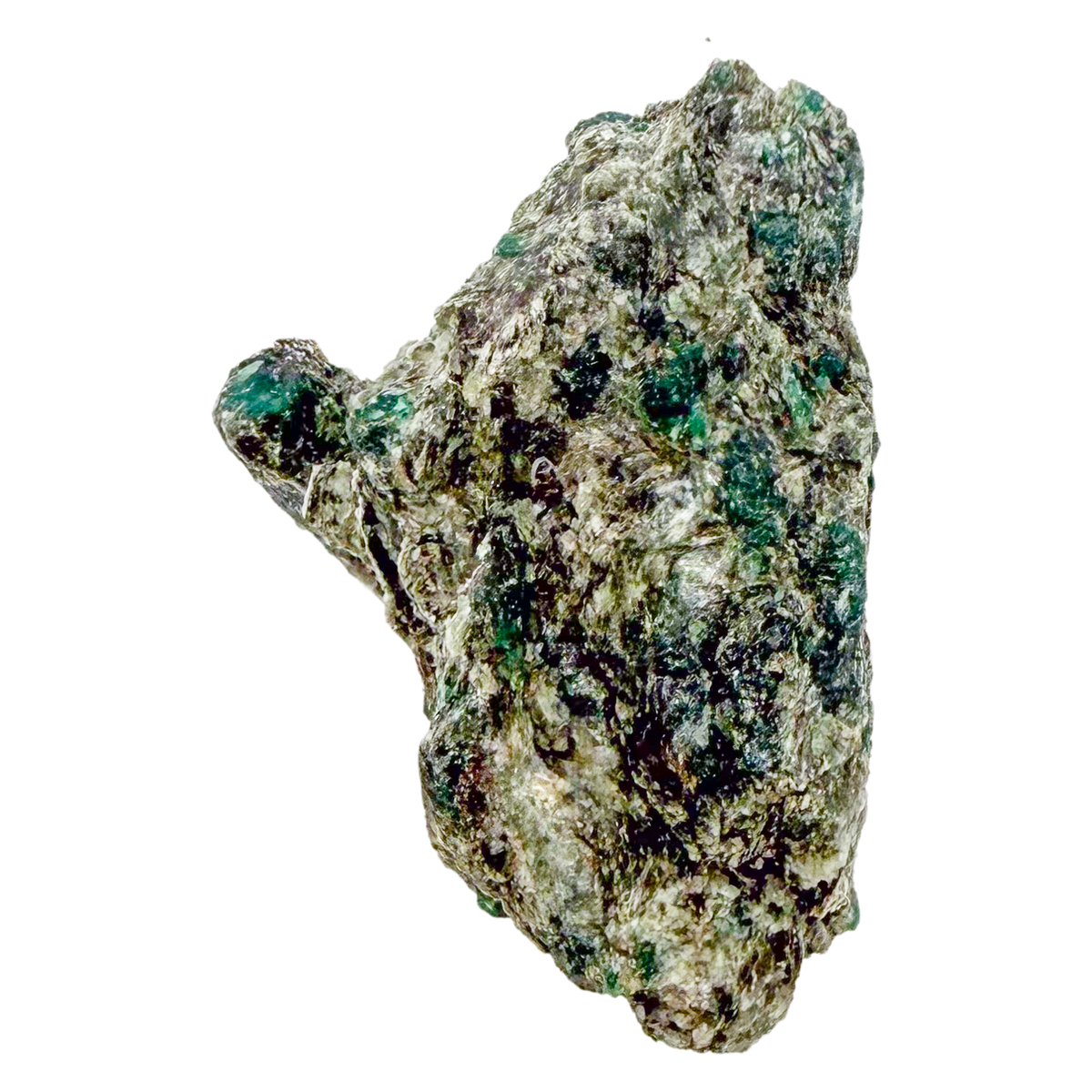 Raw emerald in matrix, detail of green crystal seams
