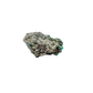 Raw emerald specimen, angled view of green beryl and silvery mica schist